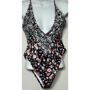 NASTY GAL Swimsuit Women’s Size 6 Strappy Floral One-Piece V-neck Cut Out New
